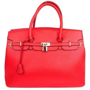 Red Fashion Inspired Tote Bag Faux Leather